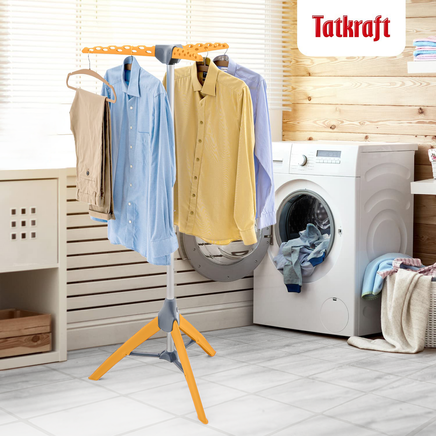 Sturdy Foldable Clothes Airer, Clothes Hangers Stand, Foldable Clothes Rack, Tripod Air Dryer, Tatkraft Palm, 8