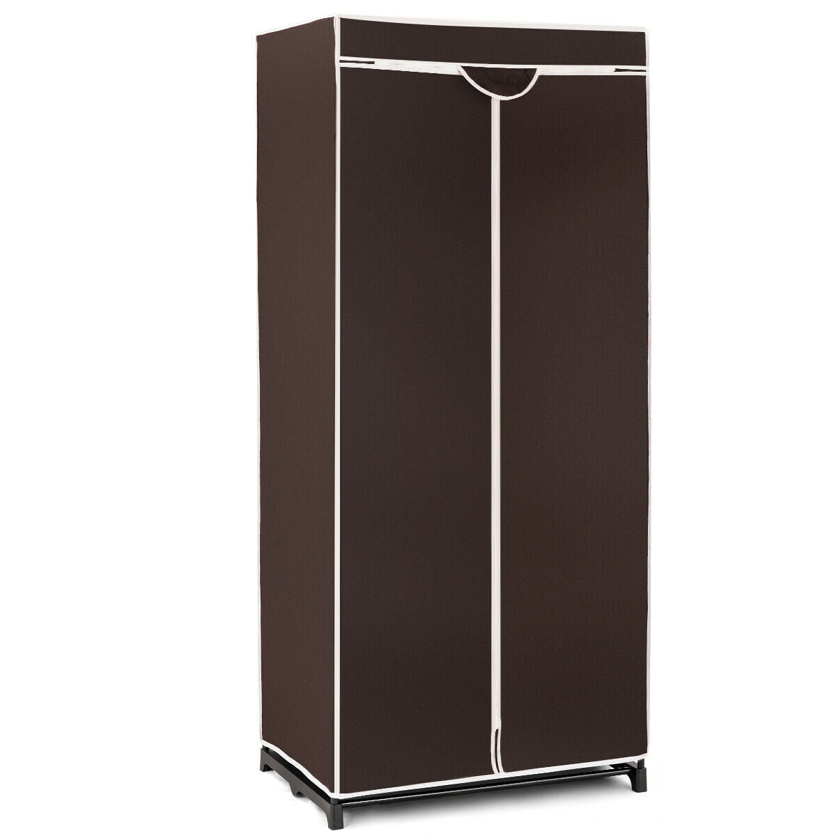 Single Canvas Wardrobe with Dust-proof Cover-Coffee, Costway, 7