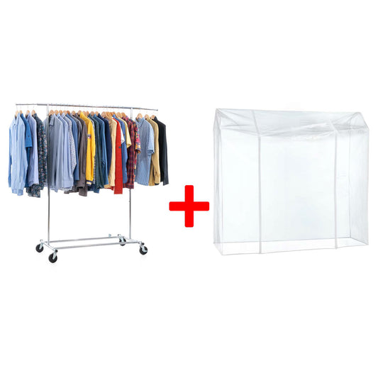 Heavy Duty Clothes Rail, Clothes Rail with Cover, Wardrobe on Wheels, 100 Kg Load Capacity, Tatkraft Drogo & Big, 2