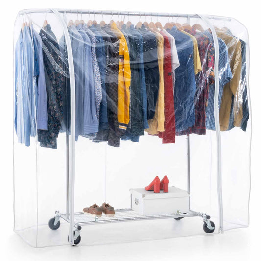 Heavy Duty Clothes Rail, with Shelf, Clothes Rail with Cover, Wardrobe on Wheels, 100 Kg Capacity,  Tatkraft Duncan & Big, 1