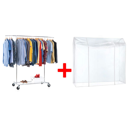 Heavy Duty Clothes Rail, with Shelf, Clothes Rail with Cover, Wardrobe on Wheels, 100 Kg Capacity,  Tatkraft Duncan & Big, 2