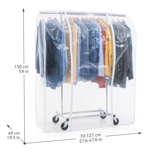 Tatkraft Darren & Anwalt - Fabric Wardrobe, Clothes Rail, with Wheels, Coat Stand with Cover, Heavy Duty Coat Rack, 100 kg Load Capacity