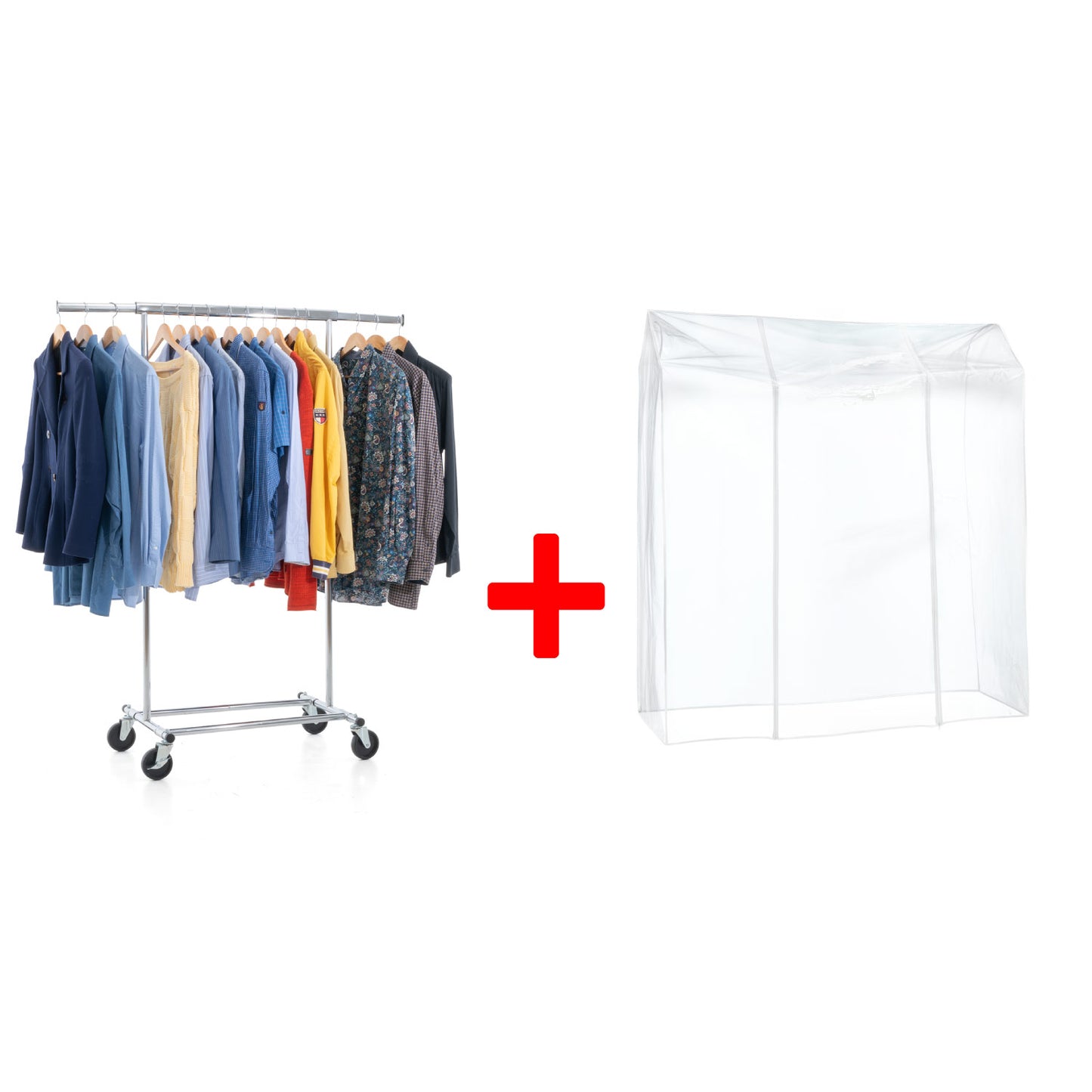 Heavy Duty Clothes Rail, Clothes Rail with Cover, Wardrobe on Wheels, 100 Kg Capacity, Tatkraft Darren & Protector, 5