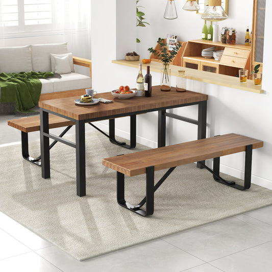 152cm Long Hallway Bench with Metal Frame 300kg Load Bearing-Natural, Costway, 2