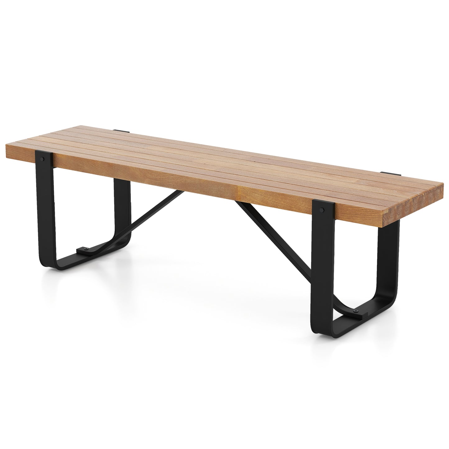 152cm Long Hallway Bench with Metal Frame 300kg Load Bearing-Natural, Costway, 4