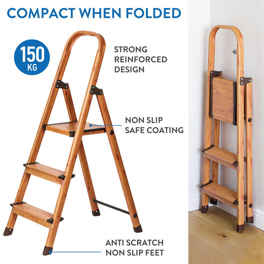 Step Ladder, 3 Step Ladder, Folding Step Ladder, Kitchen Step Ladder, Lightweight Step Ladder, Tatkraft Upgrade 3, 2