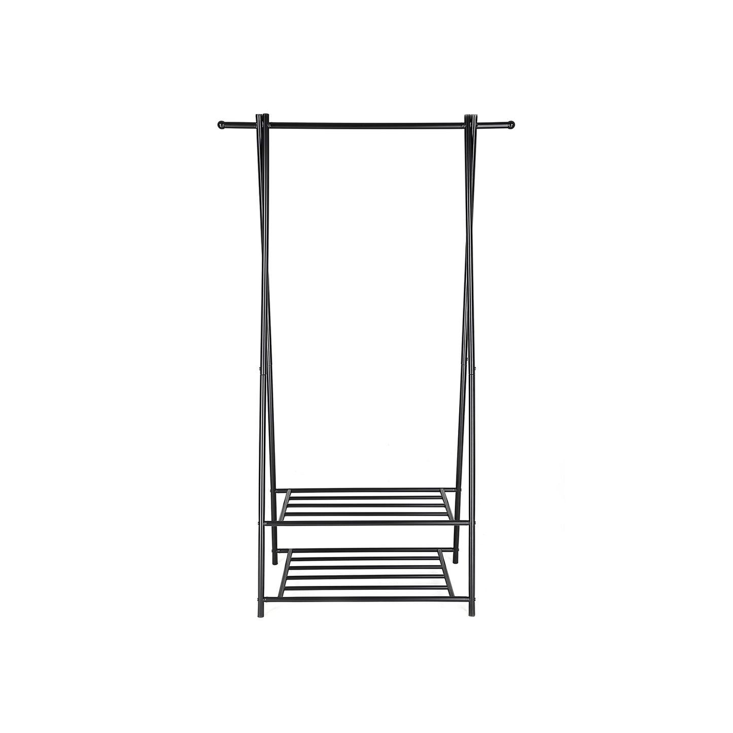 Clothes Rail, Coat Stand, Coat Rack with Shoe Storage, Industrial Clothes Rail, Metal Frame, Black, SONGMICS, 2