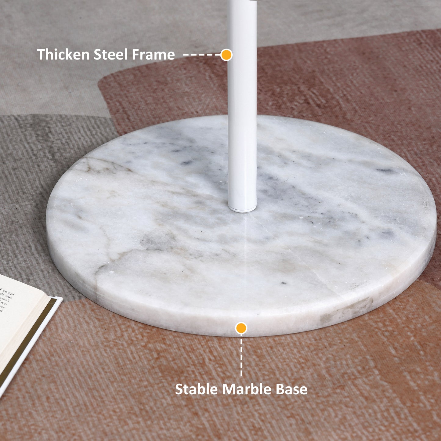 Coat Rack Free Standing Hall Tree with 8 Round Disc Hooks for Clothes, Hats,Purses, Steel Entryway Coat Stand with Marble Base for Entryway, Living Room, Bedroom, White, HOMCOM, 6