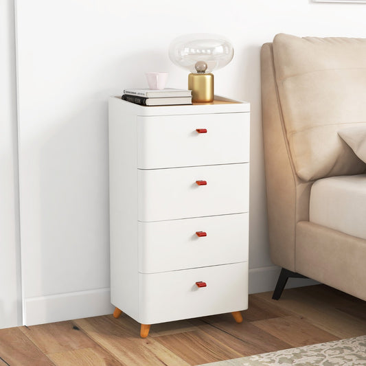4-Drawer Dresser with Removable Organizer Tray and Solid Wood Legs-White, Costway, 2
