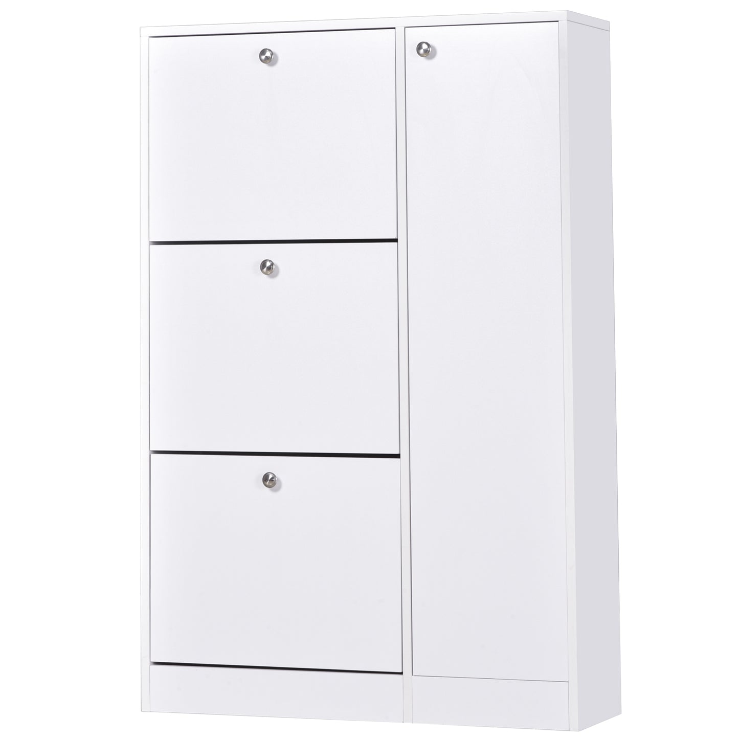 Shoe Cabinet with 3 Flip Drawers, Narrow Shoe Storage Cabinet with 5-tier Cupboard and Adjustable Dividers for Hallway, Entryway, White, HOMCOM, 1
