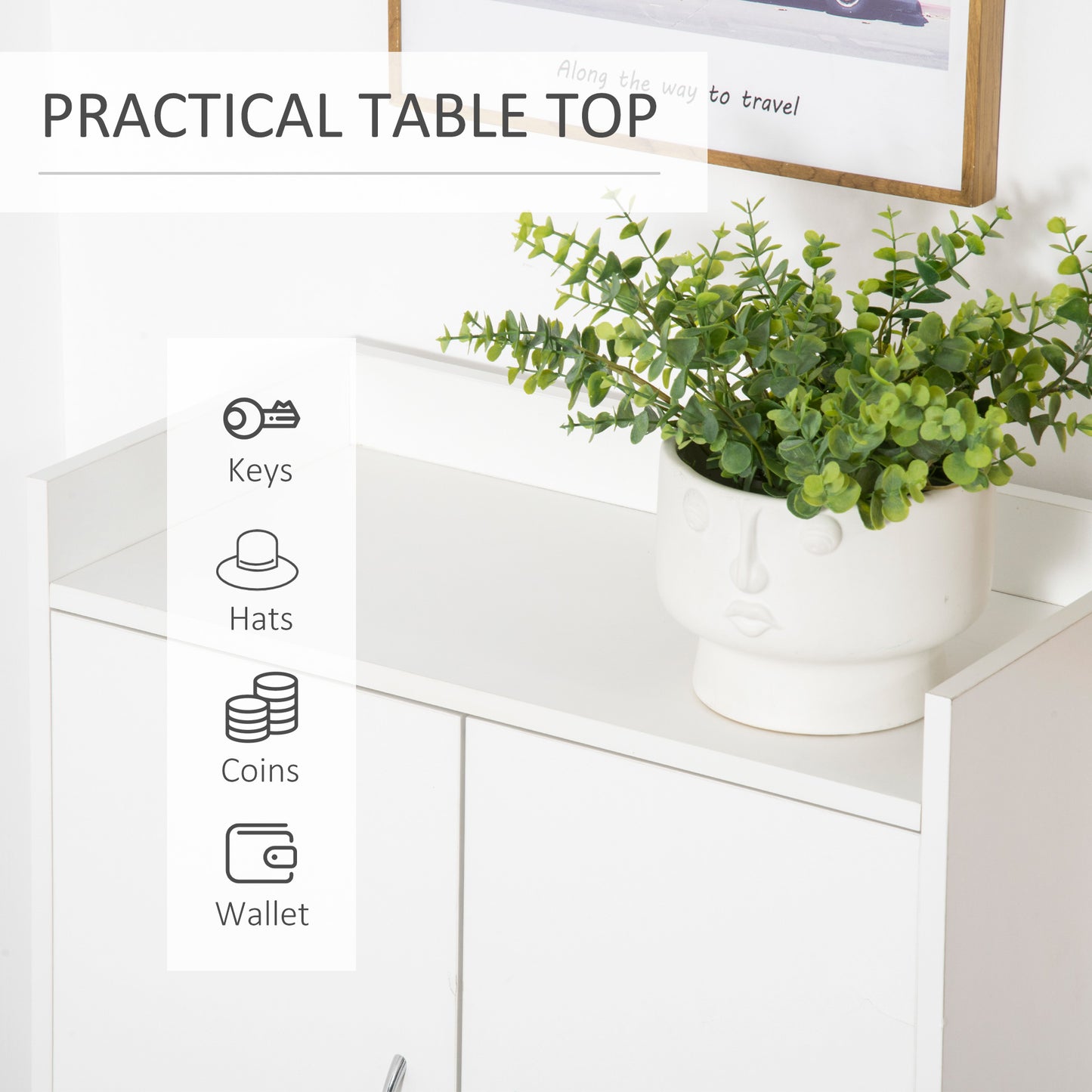 Modern Shoe Cabinet Storage Organizer with Doors and Shelves for Hallway & Entryway, 60L x 30W x 92Hcm, White, HOMCOM, 5