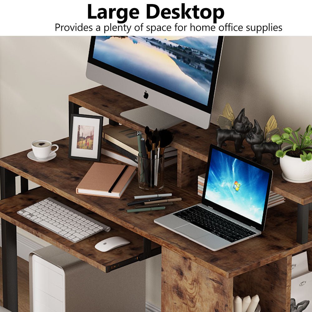 Computer Desk, Writing Desk with Push-Pull Keyboard Tray, Tribesigns, 6
