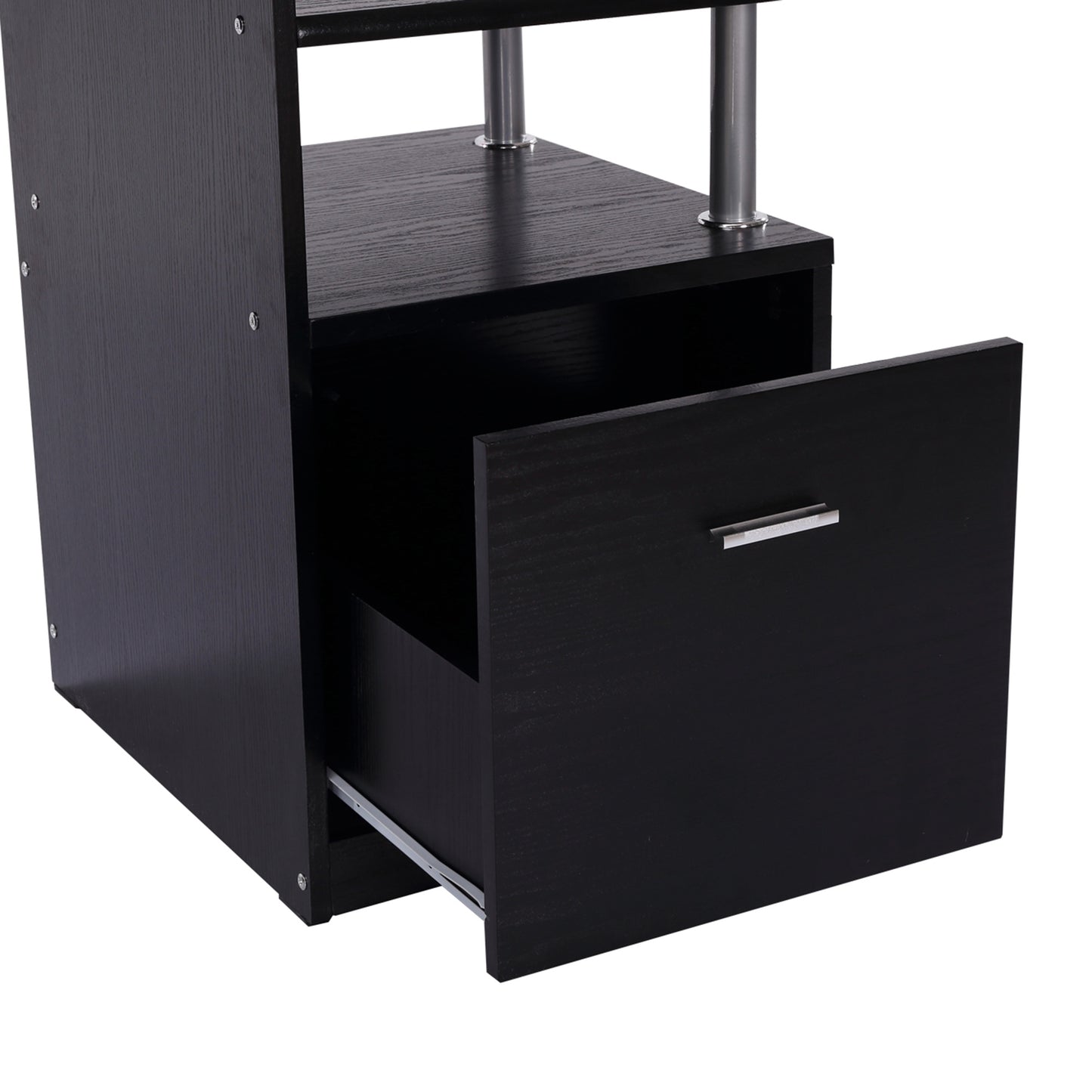 Computer Desk PC Workstation with Drawer Shelves CPU Storage Rack Home Office Furniture 152 x 60 x 88cm (BLACK), HOMCOM, 8