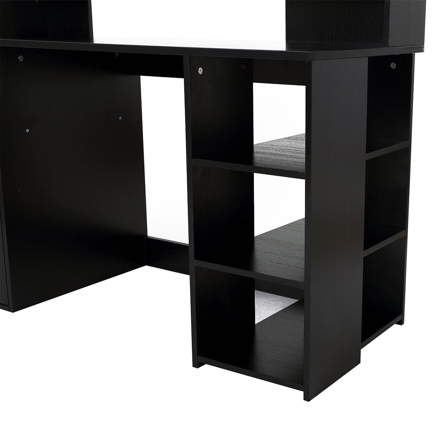 Computer Desk with Drawers and Storage Shelves, Reception Desk, Study Workstation for Home Office, 137 x 55 x 92cm, Black, HOMCOM, 9