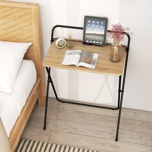 60CM Folding Computer Desk with Tablet Bracket-Natural, Costway, 2