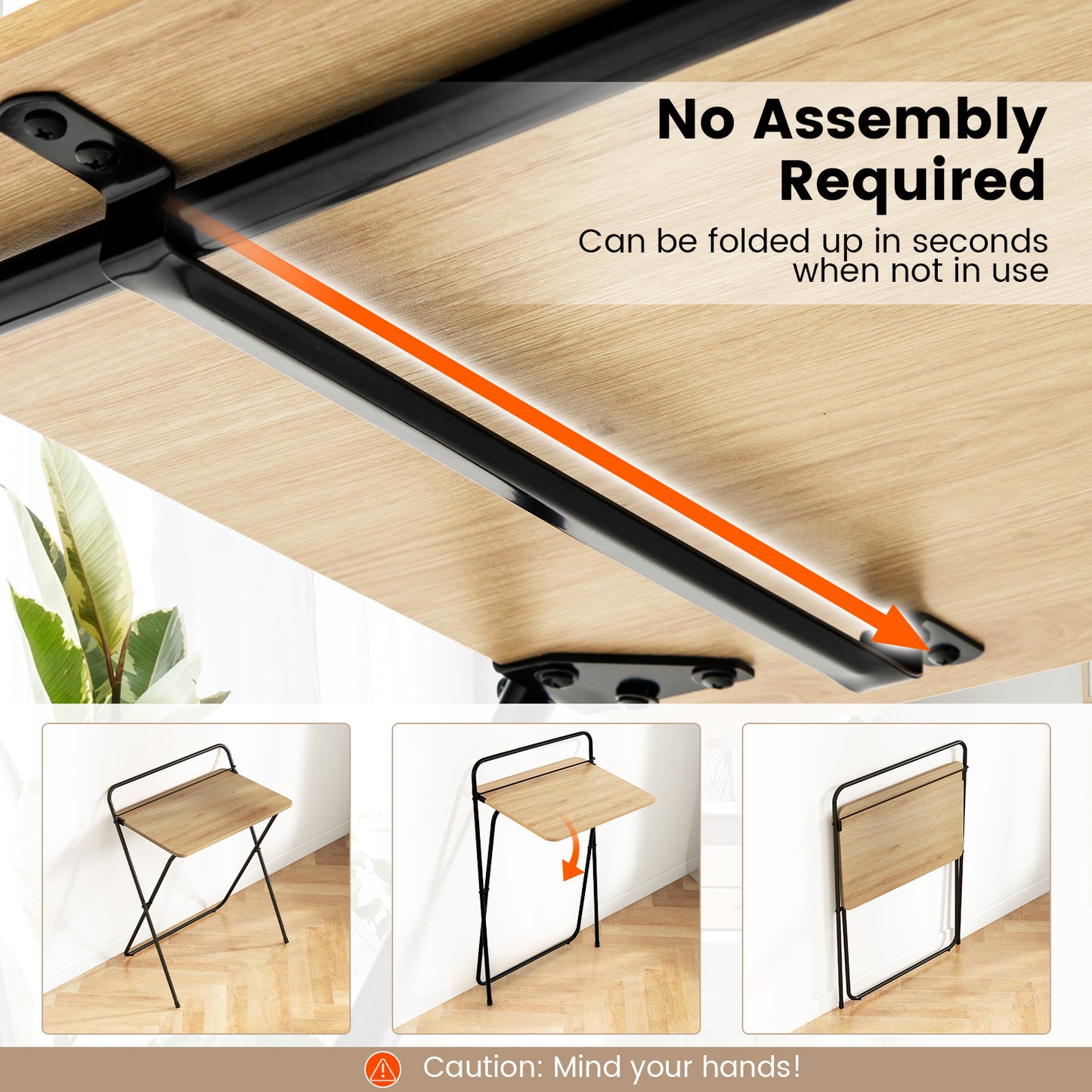 60CM Folding Computer Desk with Tablet Bracket-Natural, Costway, 6
