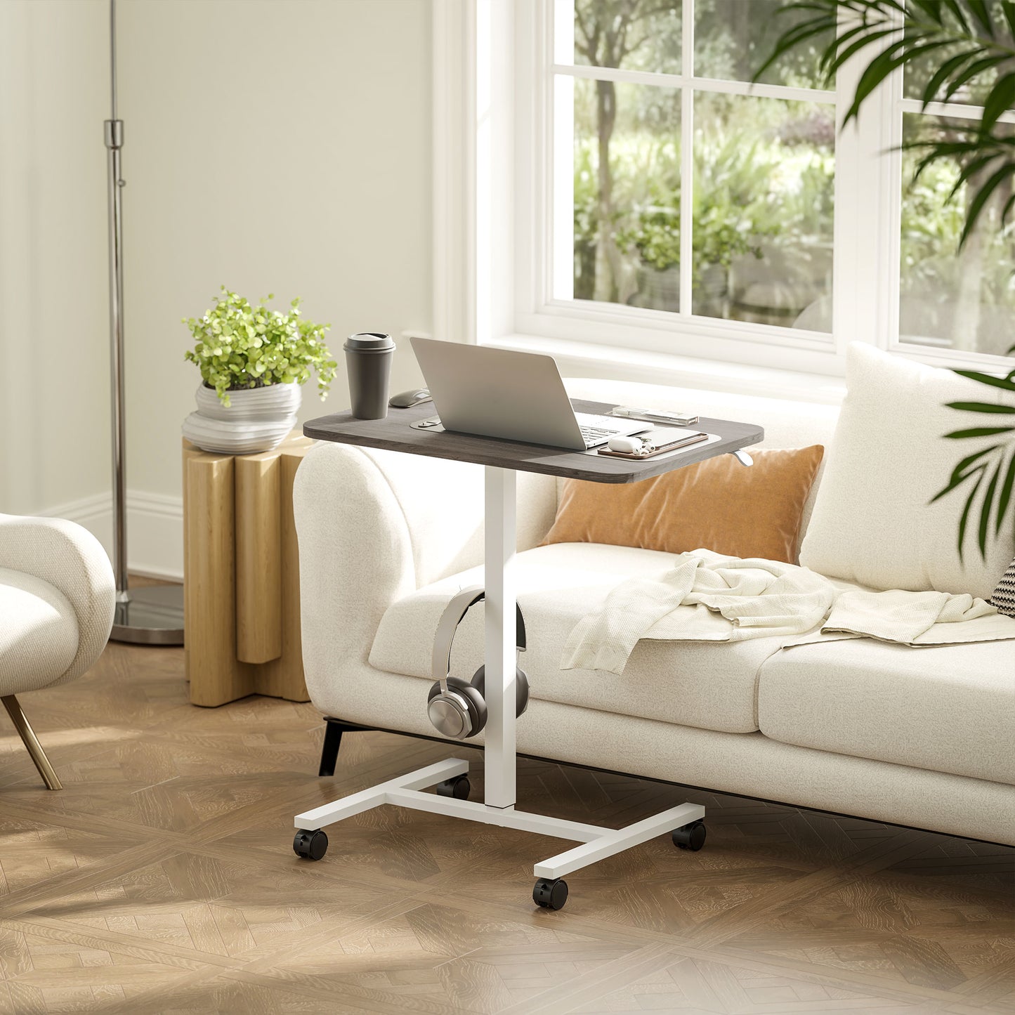 75-115cm Manual Adjustable Sit-To-Stand Desk - White/Grey, HOMCOM, 2