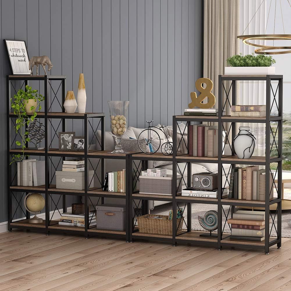 Bookshelf, 12 Shelves Industrial Bookcase, Industrial Corner Bookshelf, 9 Cubes Stepped Bookcase, Shelf Storage Organizer, 3