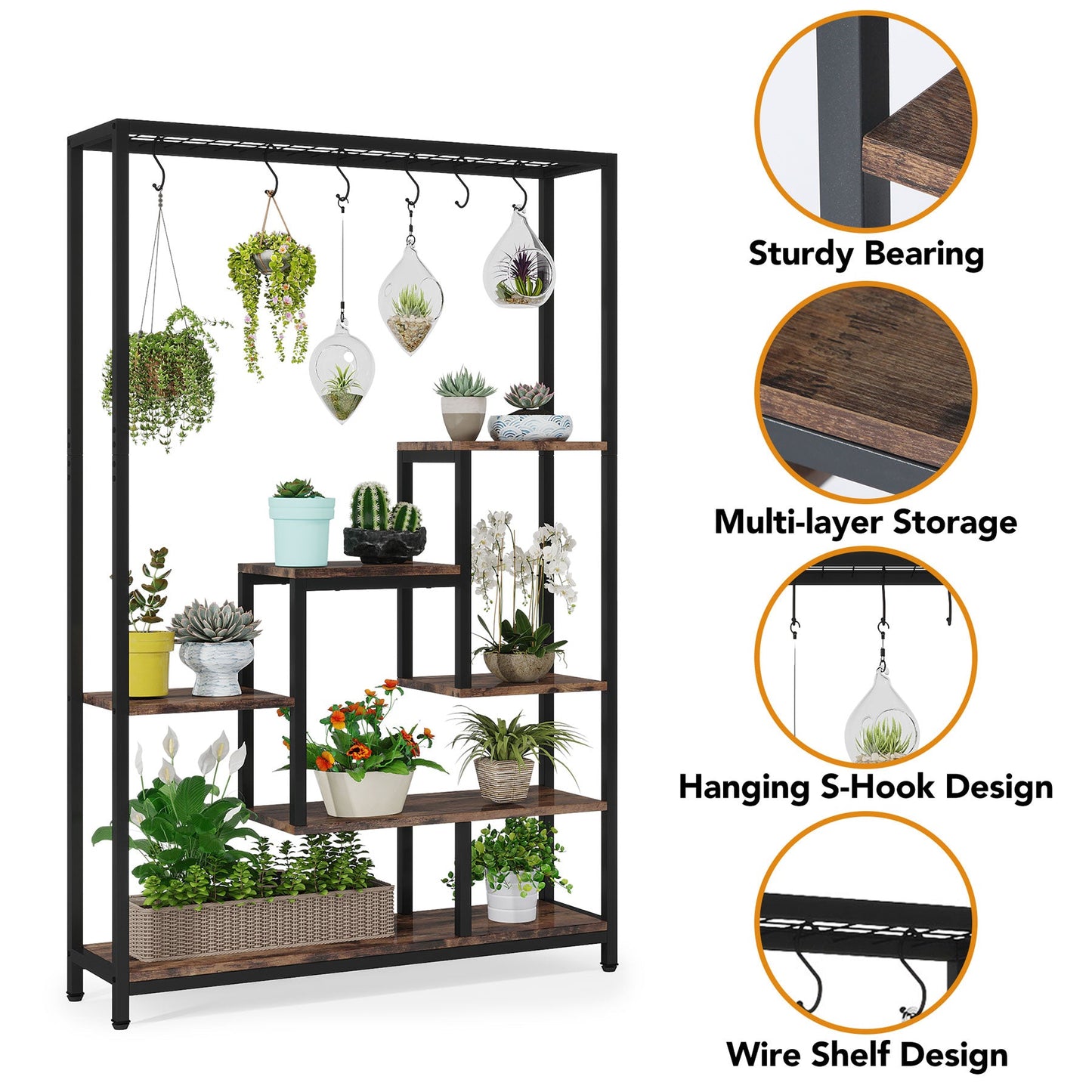 Plant Stand, 70.9" Plant Shelf Flower Bonsai Pots Display Rack, Tribesigns, 7