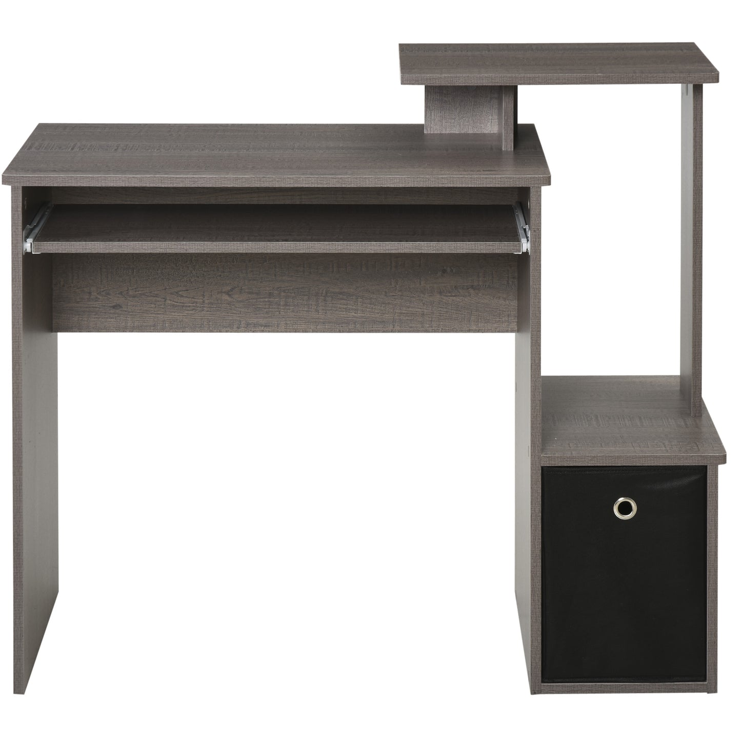 Computer Desk with Sliding Keyboard Tray Storage Drawer Shelf Home Office Workstation Grey, HOMCOM, 8