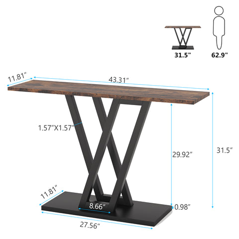 43 Inch Console Table, Industrial Entryway Hallway Table, Narrow Console Table, hallway console table, 6