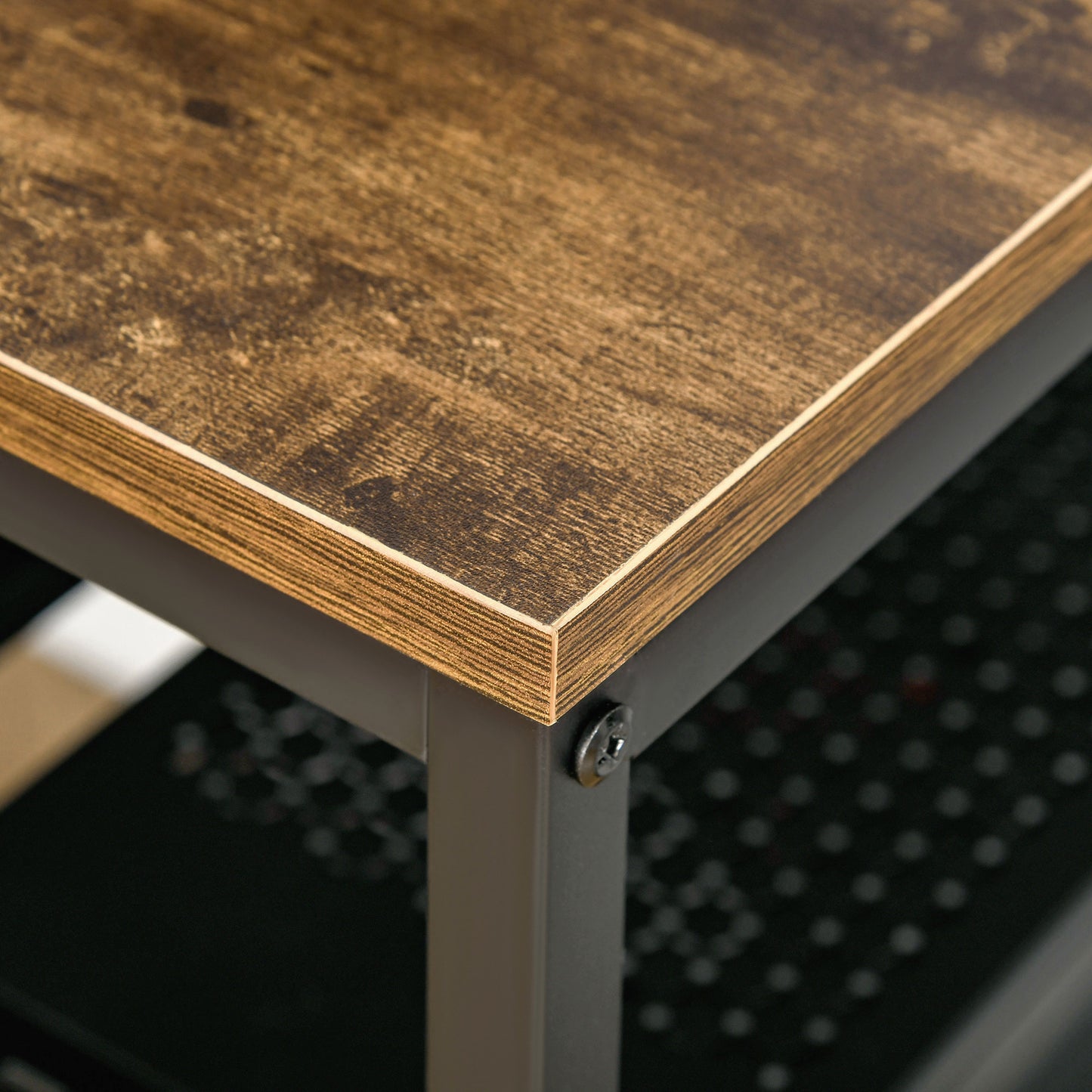 Computer Desk with Storage, 120 x 60cm Home Office Desk with 2 Shelves and Steel Frame, Writing Table for Living Room, Study, Rustic Brown, HOMCOM, 9