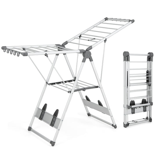 Clothes Airer, Clothes Drying Rack, 2-Tier Cloth Drying Rack, Folding Clothes Drying Rack, Cloth Drying Stand, Costway, 2