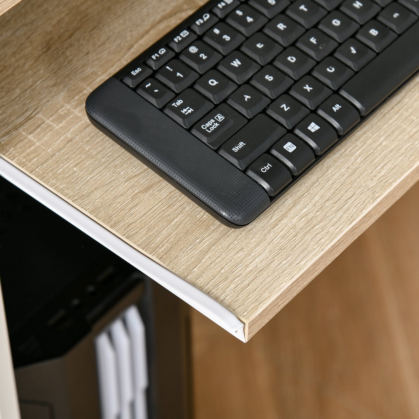 Compact Computer Table with Keyboard Tray Drawer Study Office Working Writing Desk, Oak Colour, HOMCOM, 7