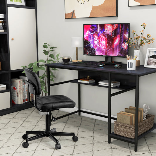 Industrial Computer Desk with Storage Shelf and CPU Stand-Black, Costway, 2