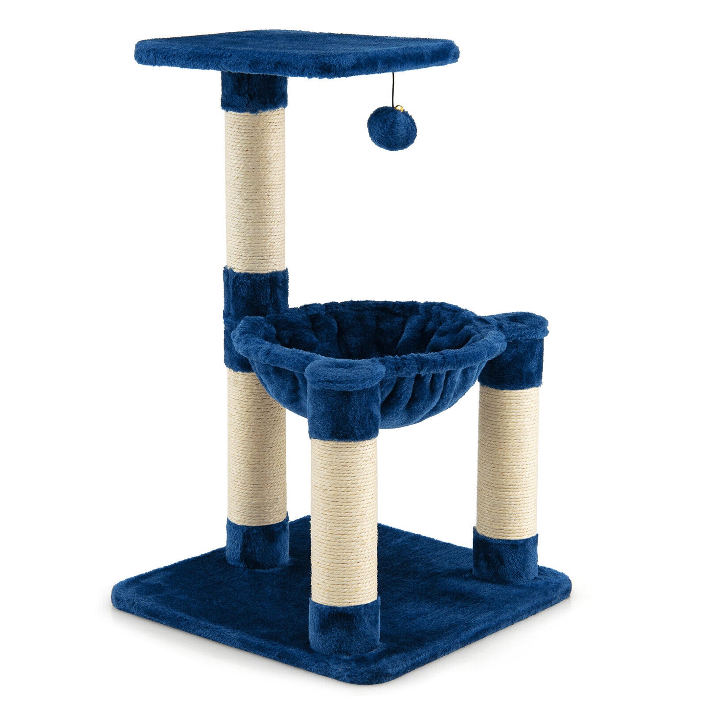 Cat Tree, Cat Tower, Cat Activity Centre, Multi-level Cat Activity Tree with Top Perch and Scratching Posts, Blue, Costway, 3