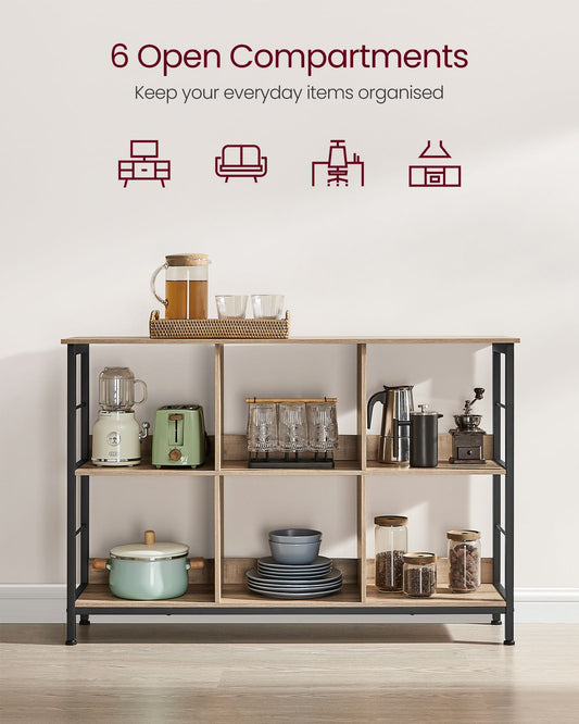 Bookcase, Bookshelf, Ladder Shelf 4-Tier, Display Storage Rack Shelf, Industrial, Camel Brown, Ink Black, VASAGLE, 3