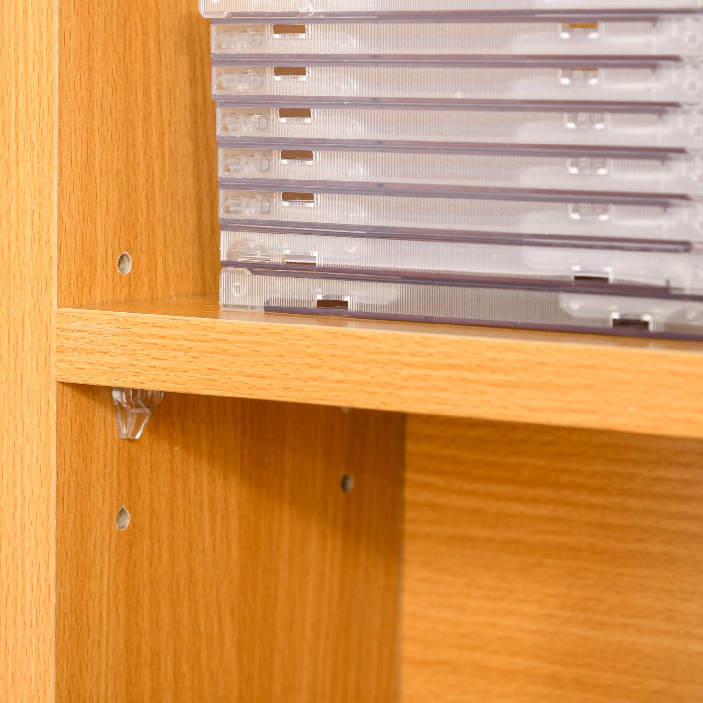 Bookshelf, Shelving Units, 480 CD / 312 DVD Storage Shelf Rack, Wooden Bookcase Display Unit, Beech wood, HOMCOM, 8