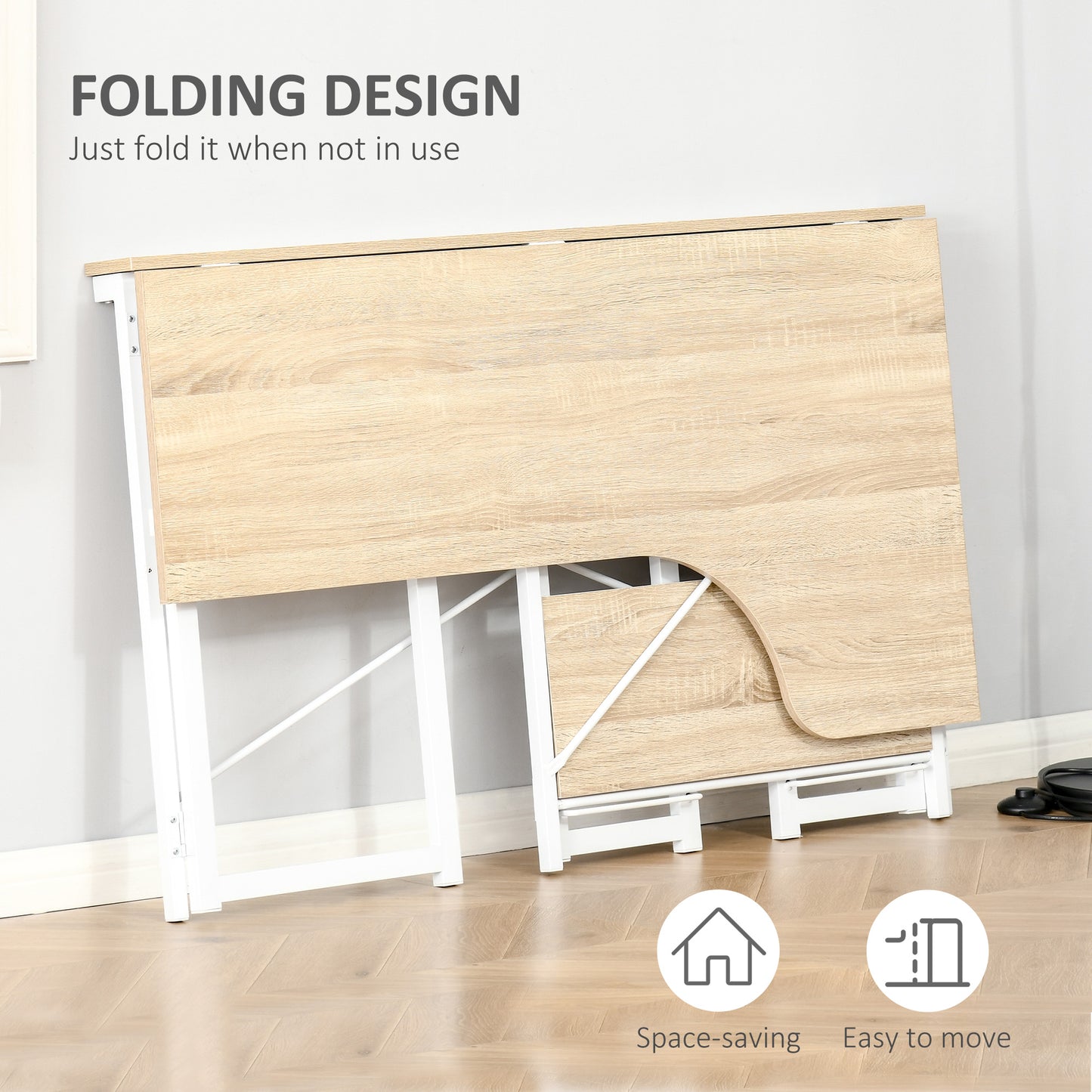 Folding Desk, L Shaped Desk, Corner Computer Desk with 2-Tier Storage Shelf for Home Office, Study Room, Workstation, Easy Assembly, 120 x 72.5 x 76.5cm, Oak Tone, HOMCOM, 4