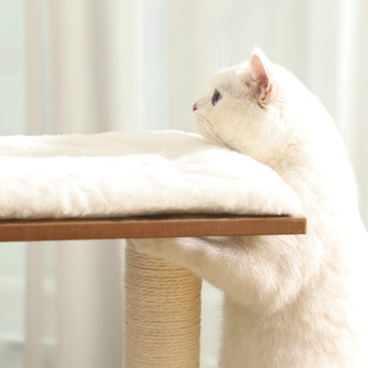 93 cm, Cat Tree, Medium Cat Tower with 3 Beds, Cat Activity Centre, Cat Condo Made, Rustic Brown and White, FEANDREA, 1