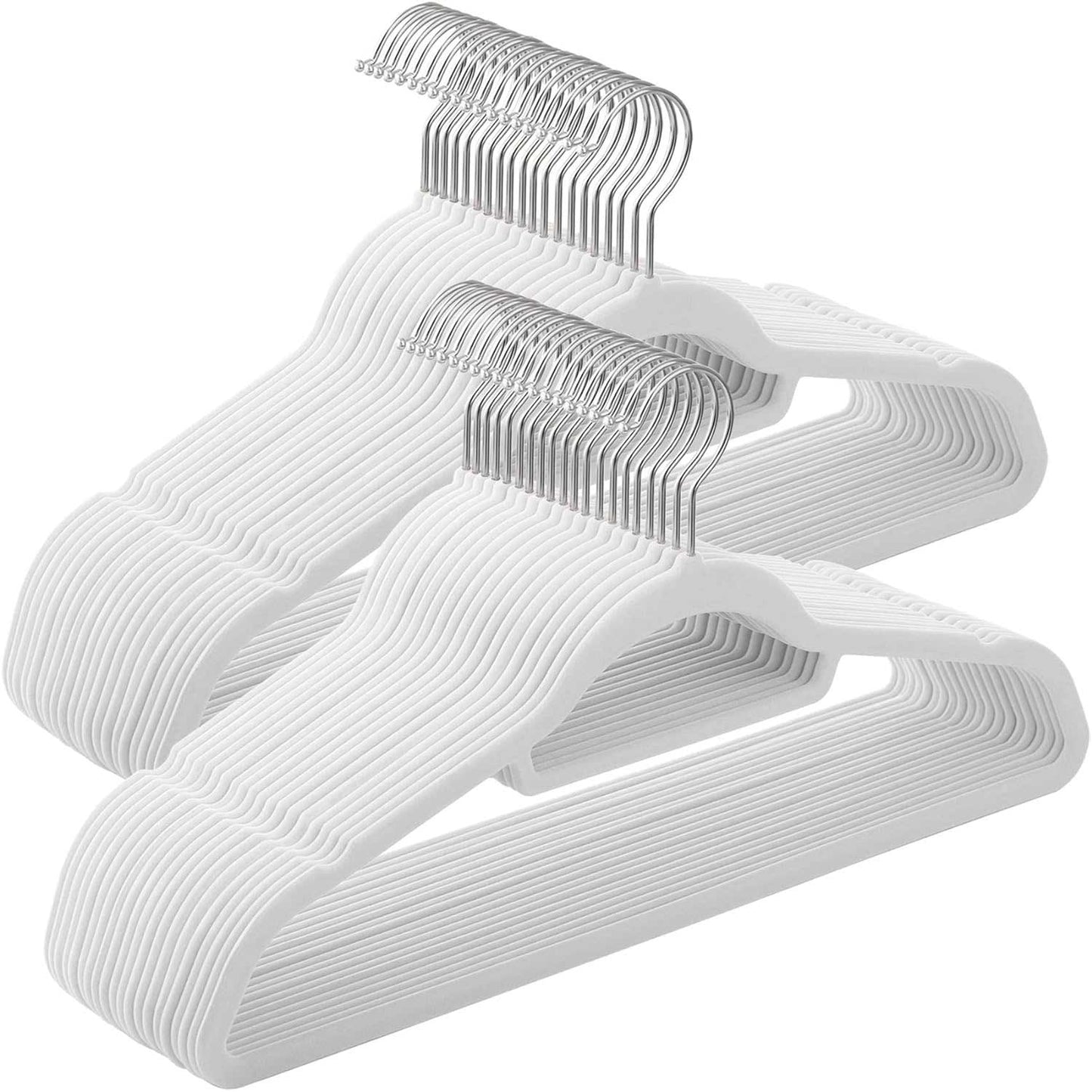 Clothes Hanger, Velvet Hanger, Coat Hanger, Velvet Hangers, 0.6 cm Thickness, White, SONGMICS, 1