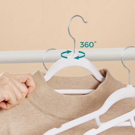 Clothes Hanger, Velvet Hanger, Coat Hanger, Velvet Hangers, 0.6 cm Thickness, White, SONGMICS, 2