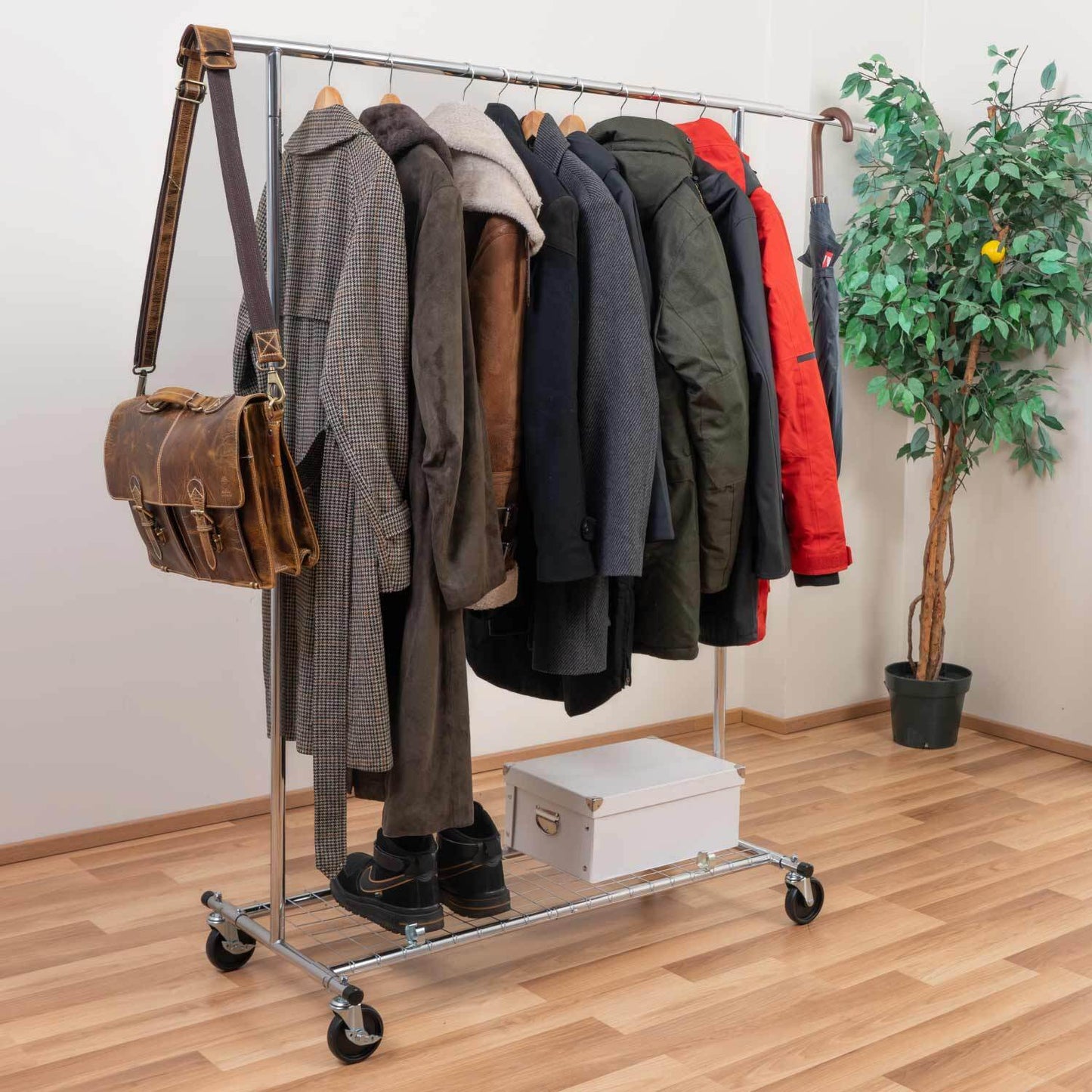 Heavy Duty Clothes Rail, with Shelf, Clothes Rail with Cover, Wardrobe on Wheels, 100 Kg Capacity,  Tatkraft Duncan & Big, 5