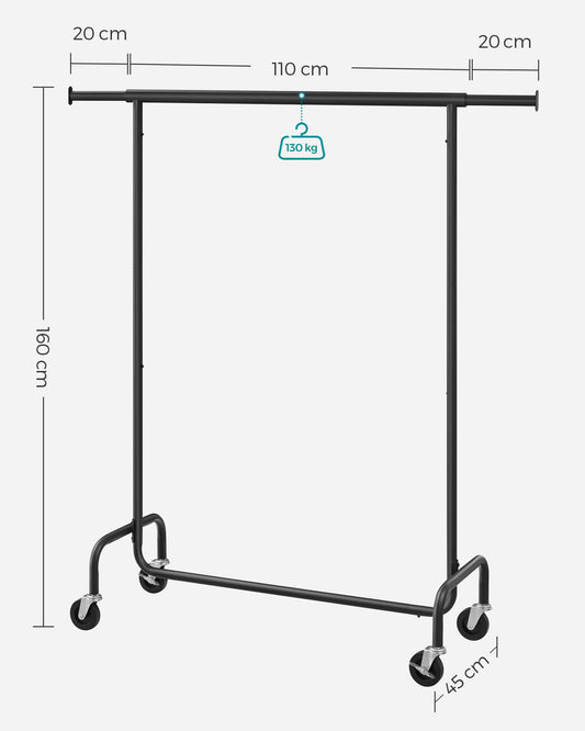 Clothes Rail, Heavy-Duty Clothes Rail, Industrial Clothes Rail, 130 Kg Load Capacity, Extendable Clothes Rail, SONGMICS, 2