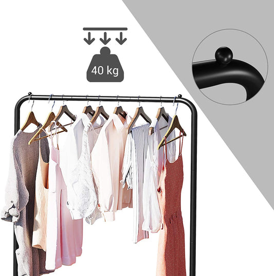 Clothes Rail, Coat Rack with Shoe Storage, Industrial Clothes Rail, Bar Load 40kg, Black, SONGMICS, 2