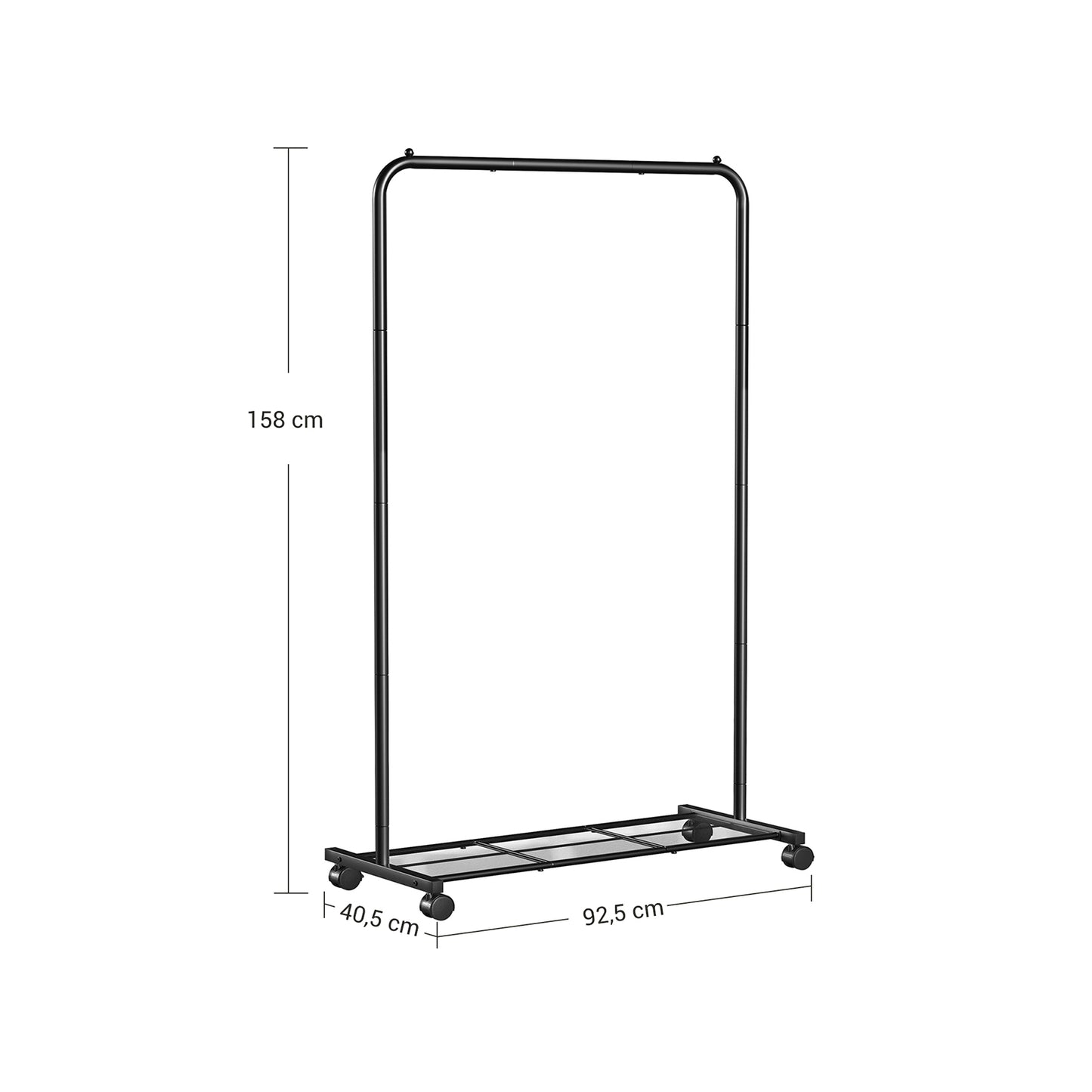 Clothes Rail, Coat Rack with Shoe Storage, Industrial Clothes Rail, Bar Load 40kg, Black, SONGMICS, 6