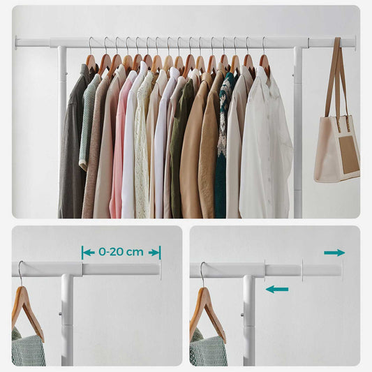 Clothes Rail, Industrial Clothes Rail, Clothes Rack on Wheels, Heavy-Duty Clothes Rail, 130 kg, Matte White, SONGMICS, 2