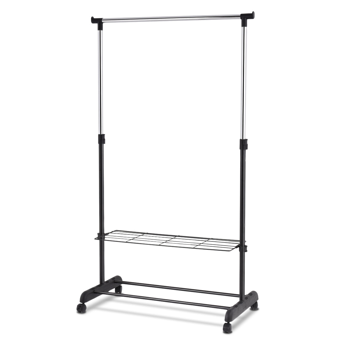 Clothes Rail, Extendable Clothes Rail, Coat Rack with Shoe Storage, 92cm-168cm Clothes Rack with Shoe Rack, Costway, 2