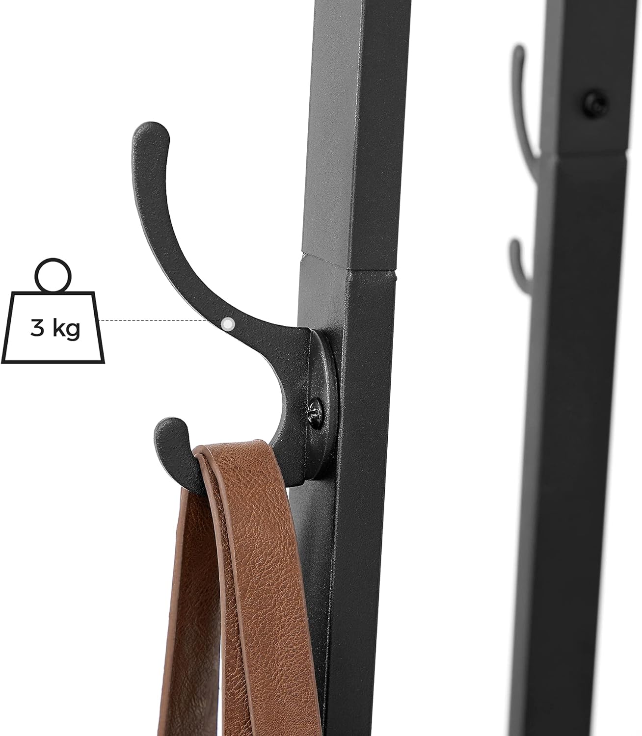 Coat Rack, Coat Stand with 3 Shelves, Ladder Shelf with Hooks for Scarves, Rustic Brown and Black, VASAGLE , 8
