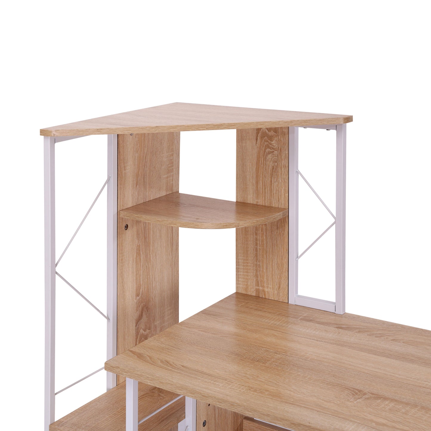 Computer Desk, Writing Desk with Drawers and Multi-Shelves, PC Workstation, Study Furniture, Wood, Orange, HOMCOM, 6