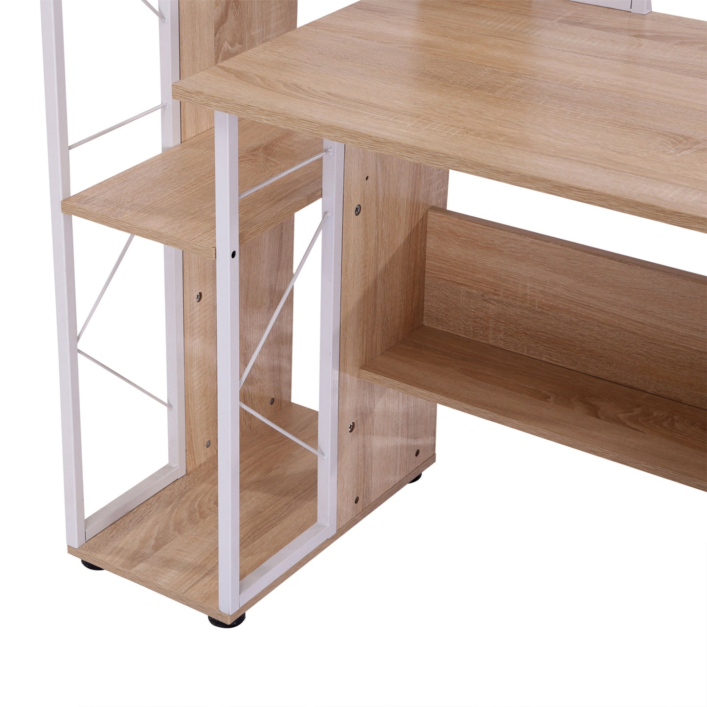 Computer Desk, Writing Desk with Drawers and Multi-Shelves, PC Workstation, Study Furniture, Wood, Orange, HOMCOM, 7