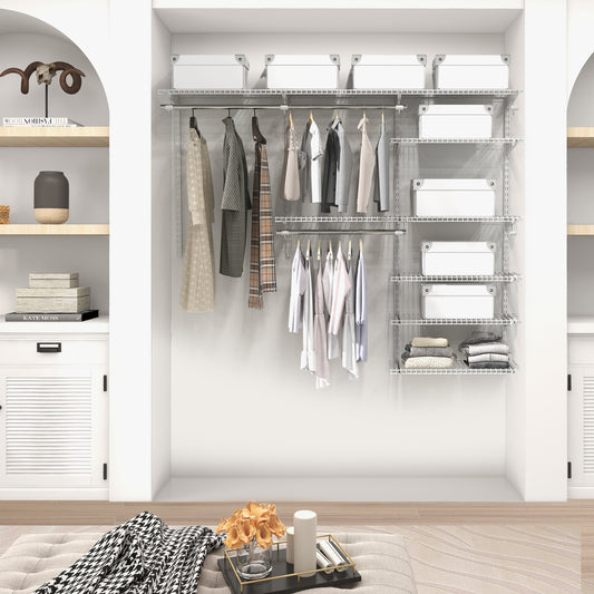 Custom Closet Organizer System Kit with Shelves-White, Costway, 2