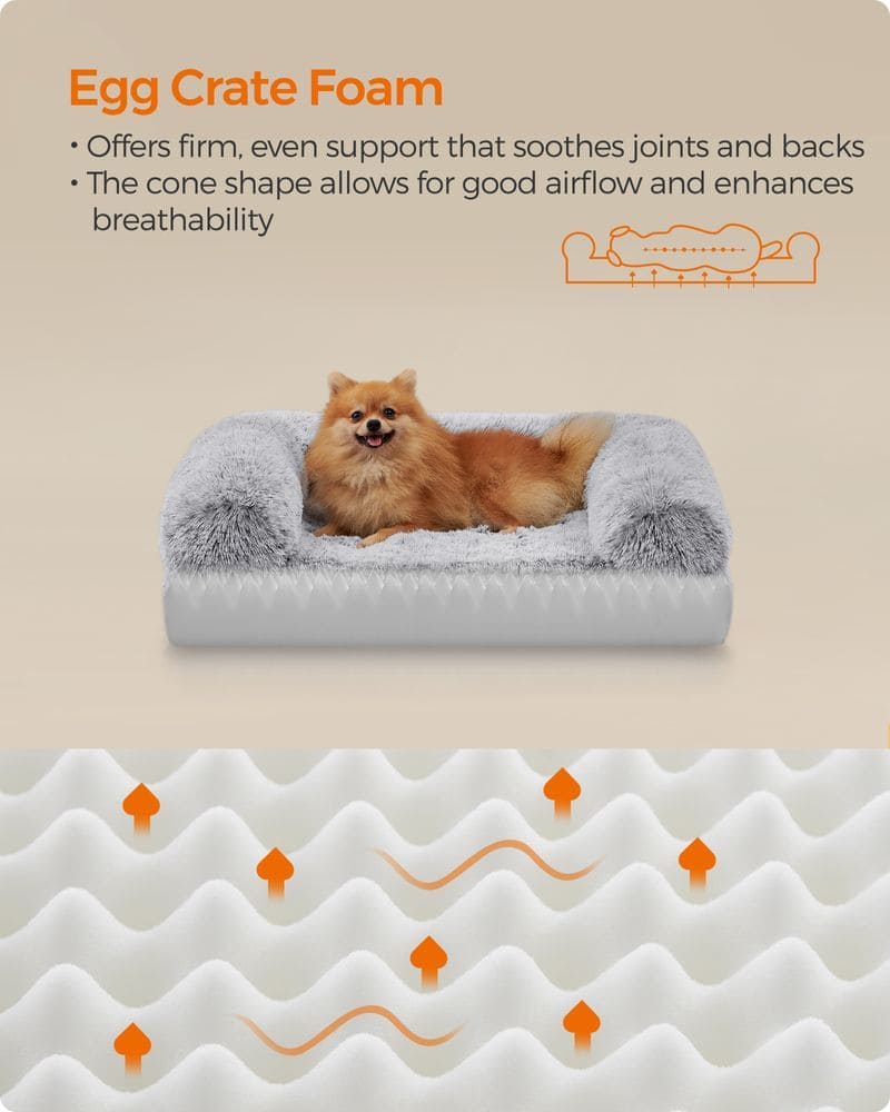 Dog Bed, Medium Dog Sofa Bed for Miniature and Small Dogs, Dog Mattress, Egg Crate Foam Pet Bed, FEANDREA, 4