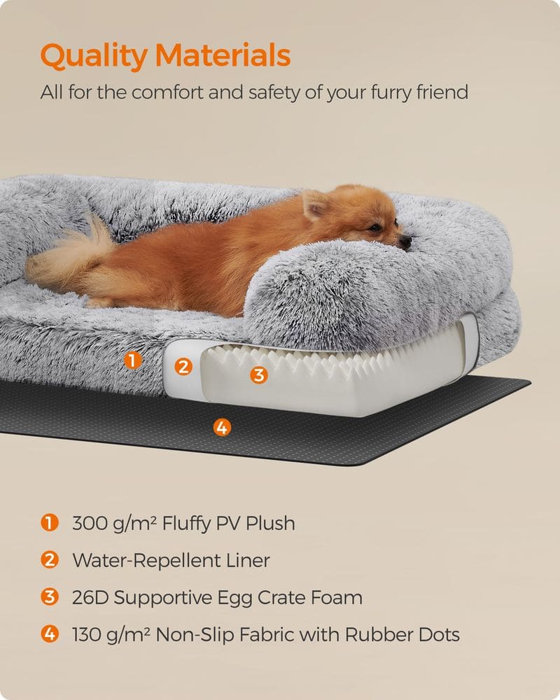 Dog Bed, Medium Dog Sofa Bed for Miniature and Small Dogs, Dog Mattress, Egg Crate Foam Pet Bed, FEANDREA, 5