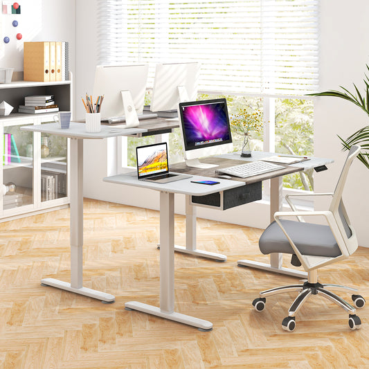 Electric Height Adjustable Standing Desk with USB Charging Port-Grey, Costway, 2