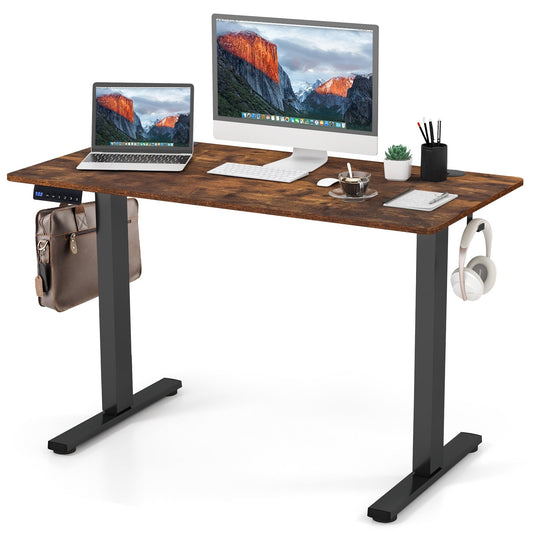 120 x 60cm Height Adjustable Standing Desk with 3 Memory Heights-Brown, Costway, 1